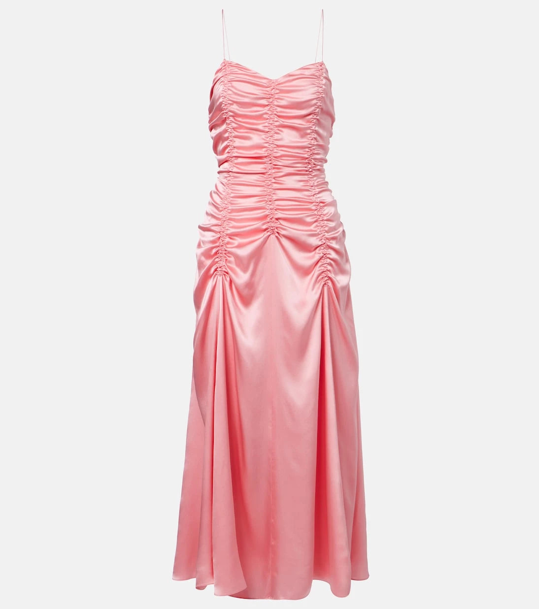 Khaite - Raina ruched silk satin midi dress