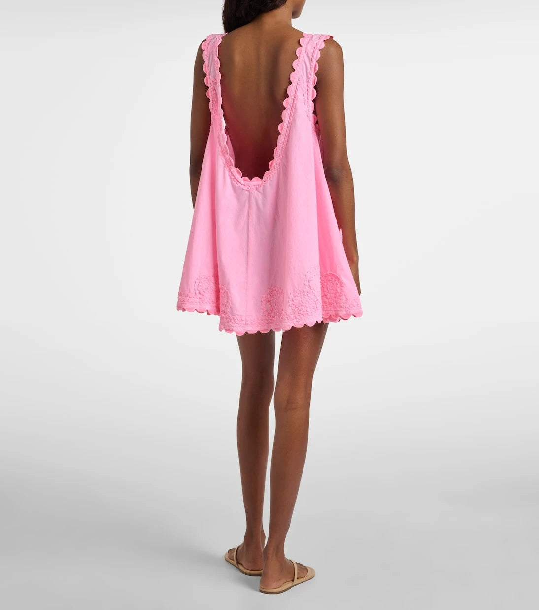 Juliet Dunn - Embroidered cotton poplin minidress