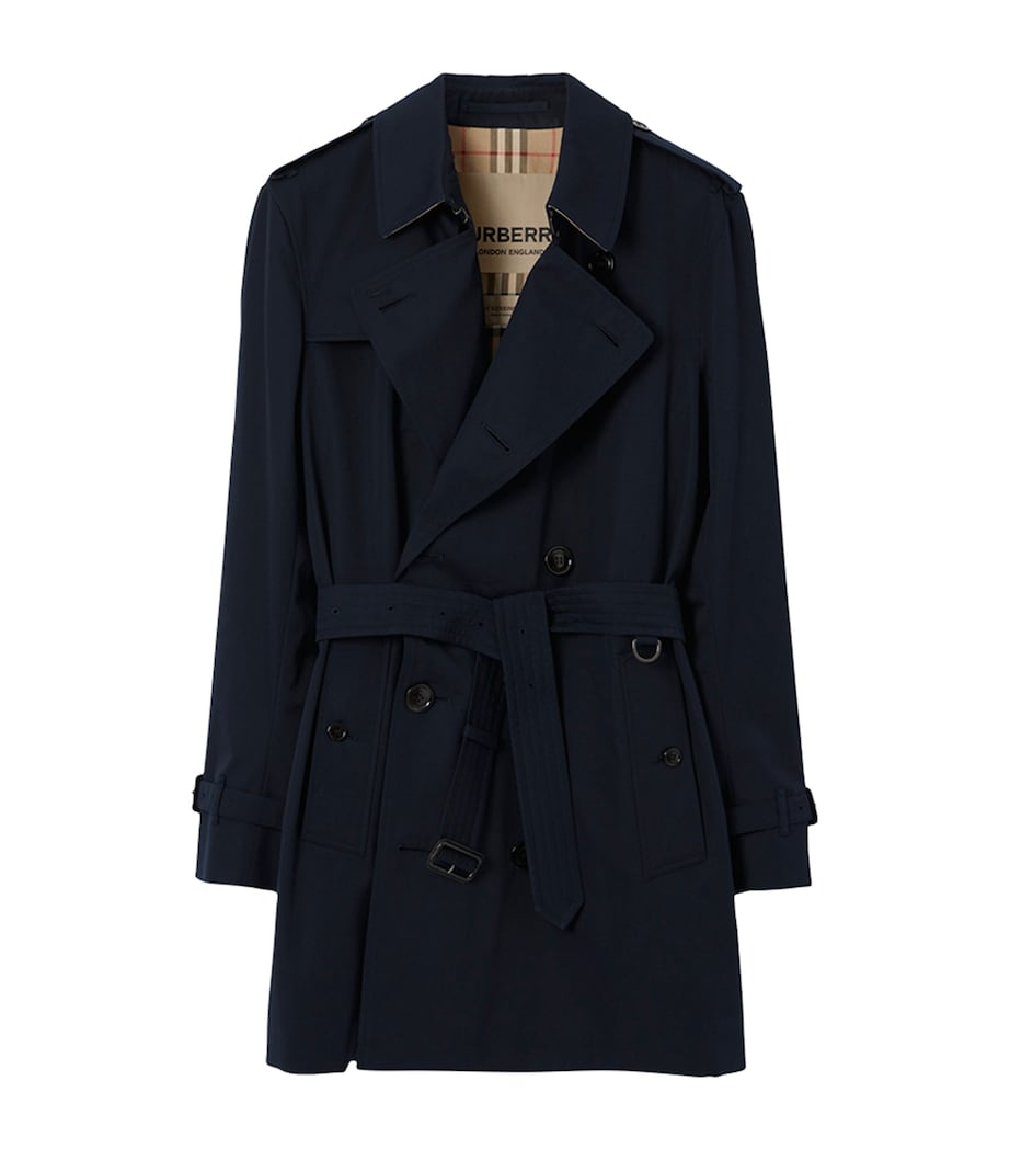 Burberry Blue Short Kensington Heritage Trench Coat