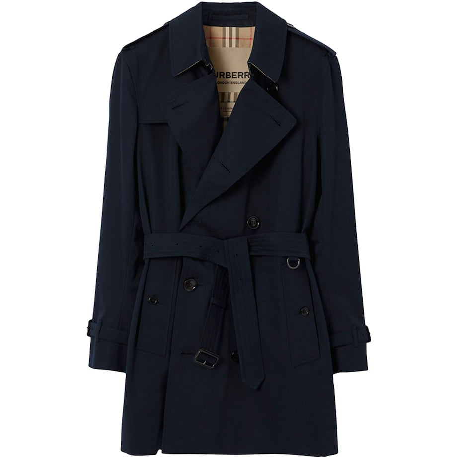 Burberry Blue Short Kensington Heritage Trench Coat