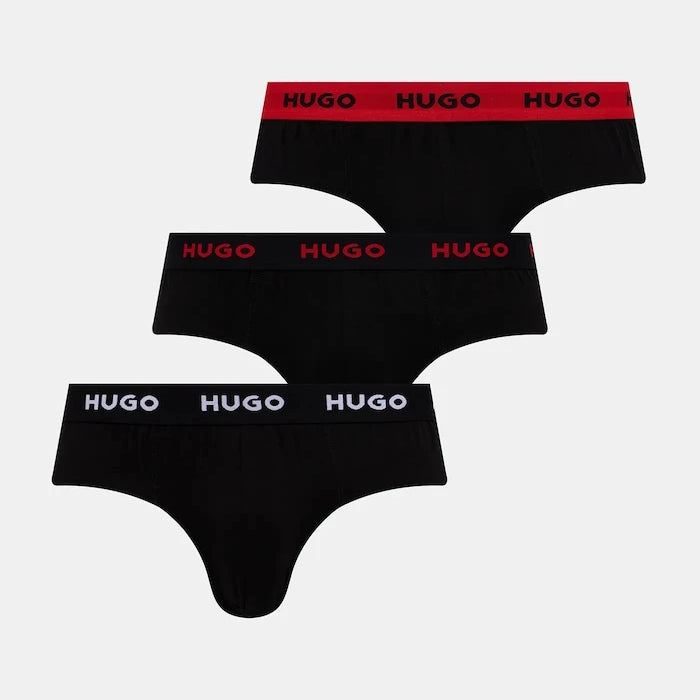 HUGO pamuklu elastan erkek slip HIPBRIEF TRIPLETPACK 3'lü