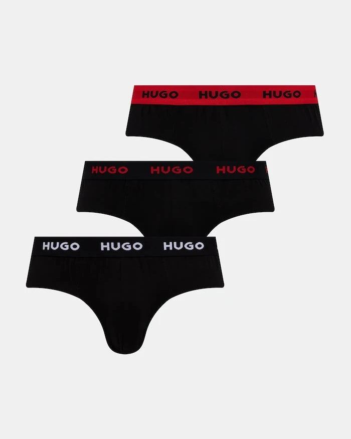 HUGO pamuklu elastan erkek slip HIPBRIEF TRIPLETPACK 3'lü