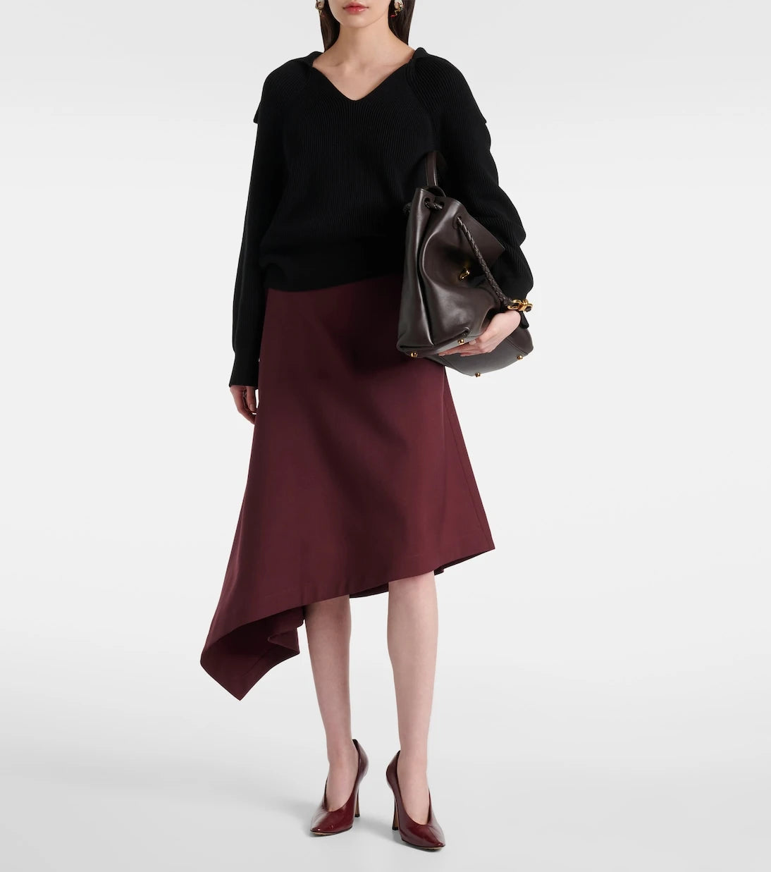 Bottega Veneta - تنورة ميدي غير متماثلة من الصوف
