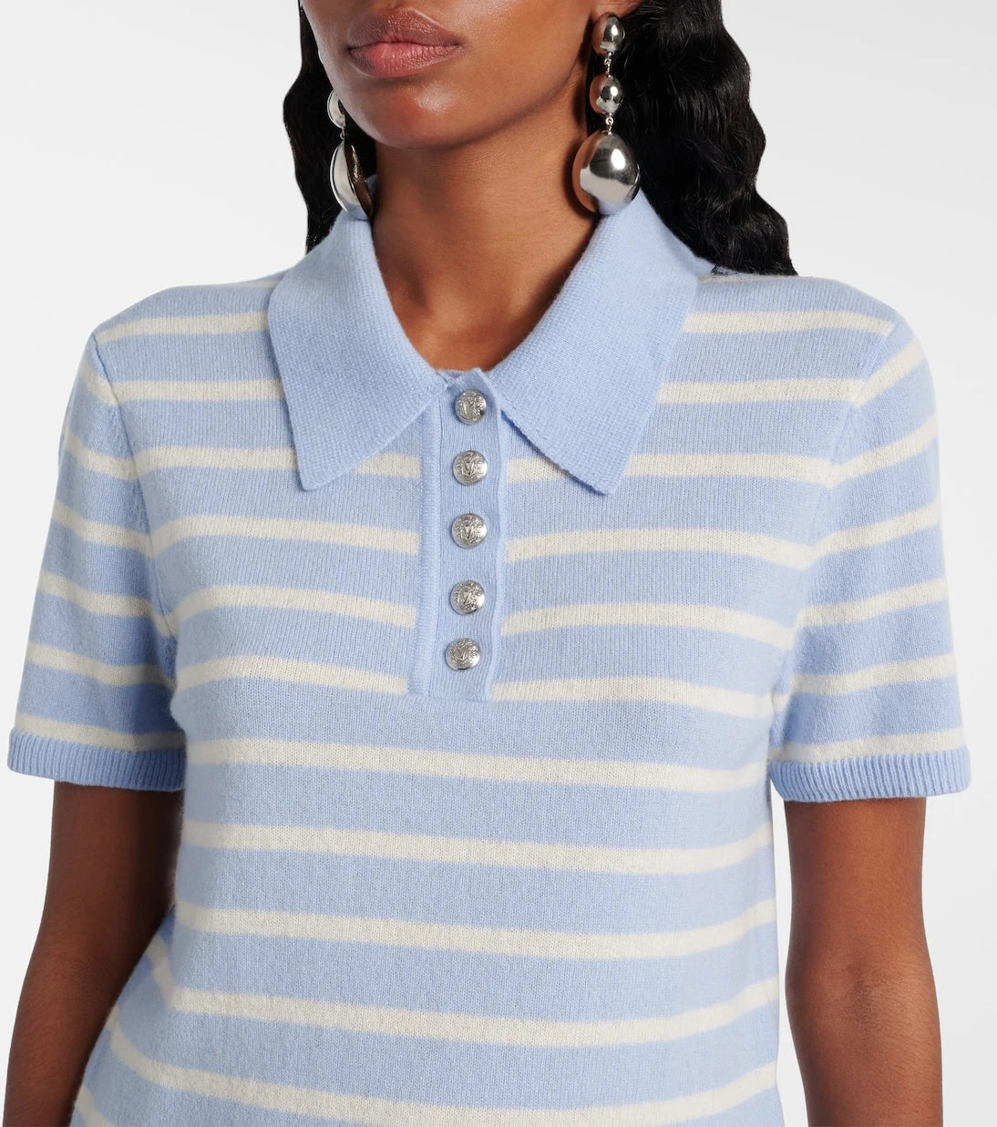 Veronica Beard - Shana striped cashmere polo sweater