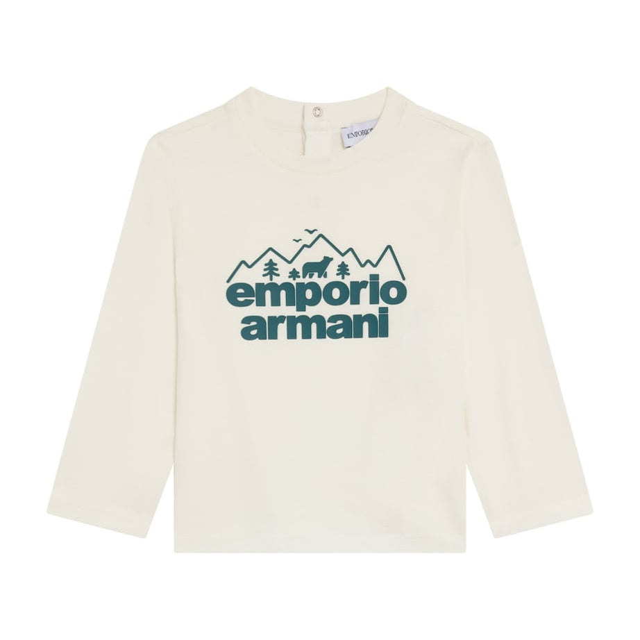 Emporio Armani Kids Cotton Logo Long-Sleeve T-Shirt (6-36 Months)