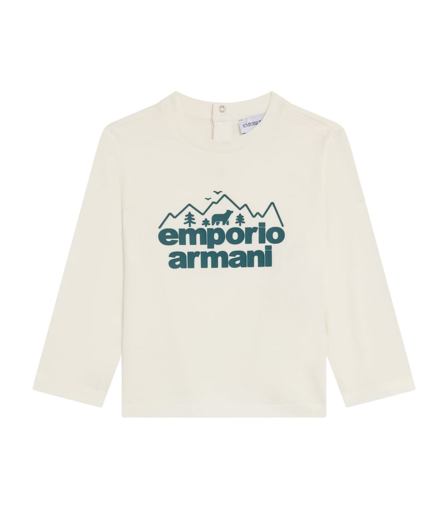 Emporio Armani Kids Cotton Logo Long-Sleeve T-Shirt (6-36 Months)
