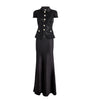 Self-Portrait Black Satin Sequin-Embellished Maxi Dress