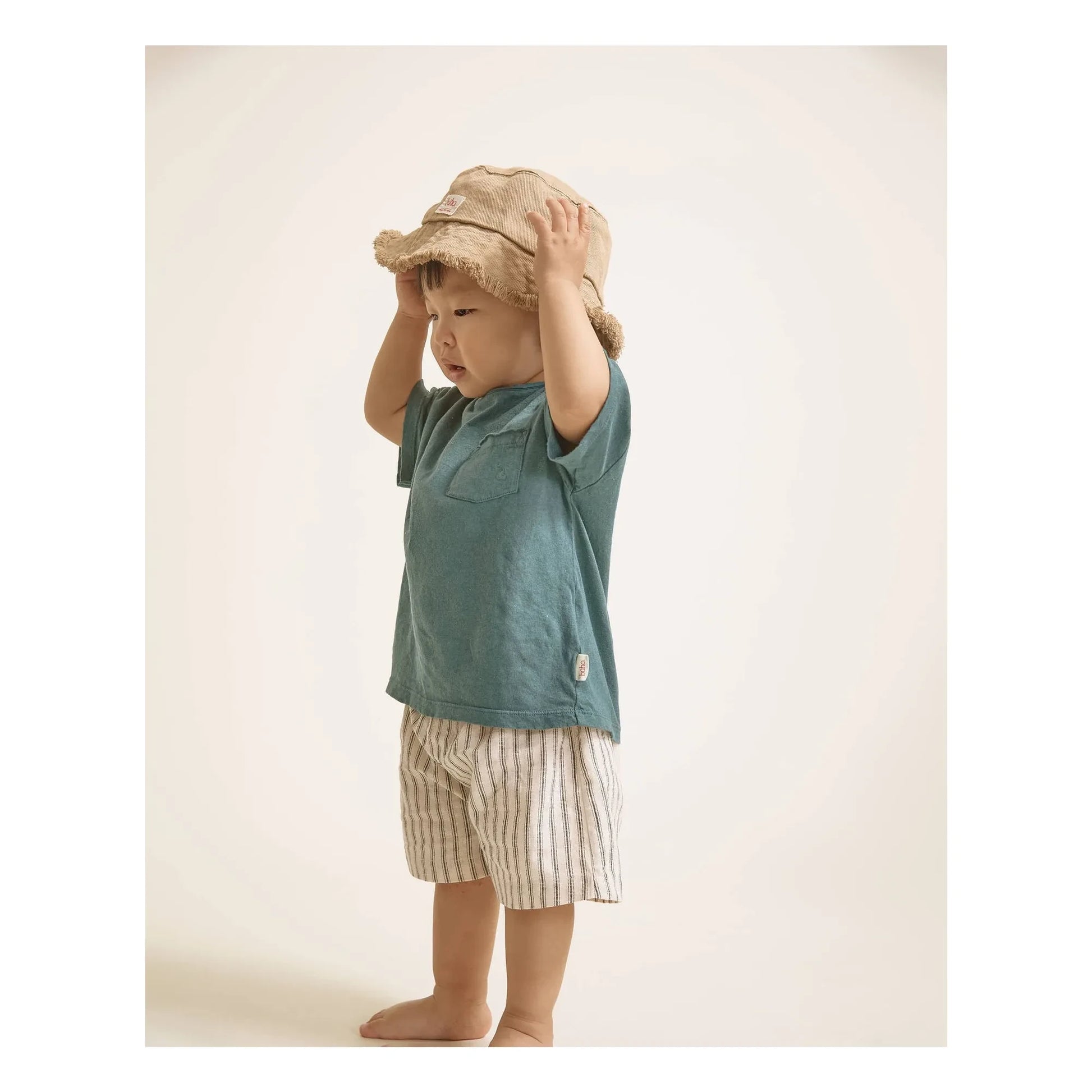 Búho - Linen pocket T-shirt | Peacock blue