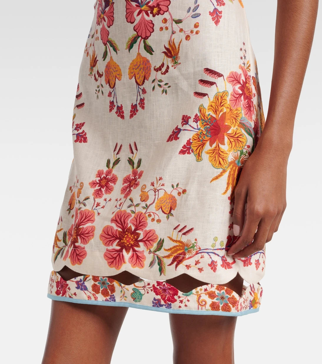 Farm Rio - Cutout floral linen minidress