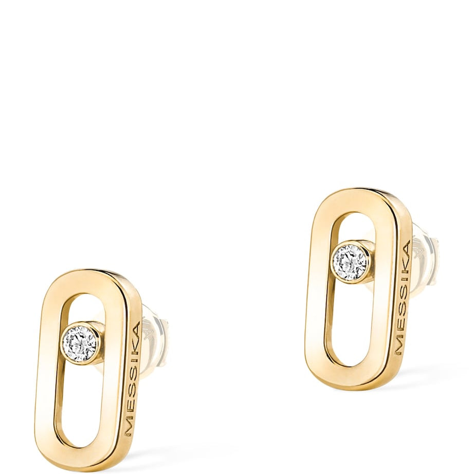 Yellow Gold and Diamond Move Uno Earrings