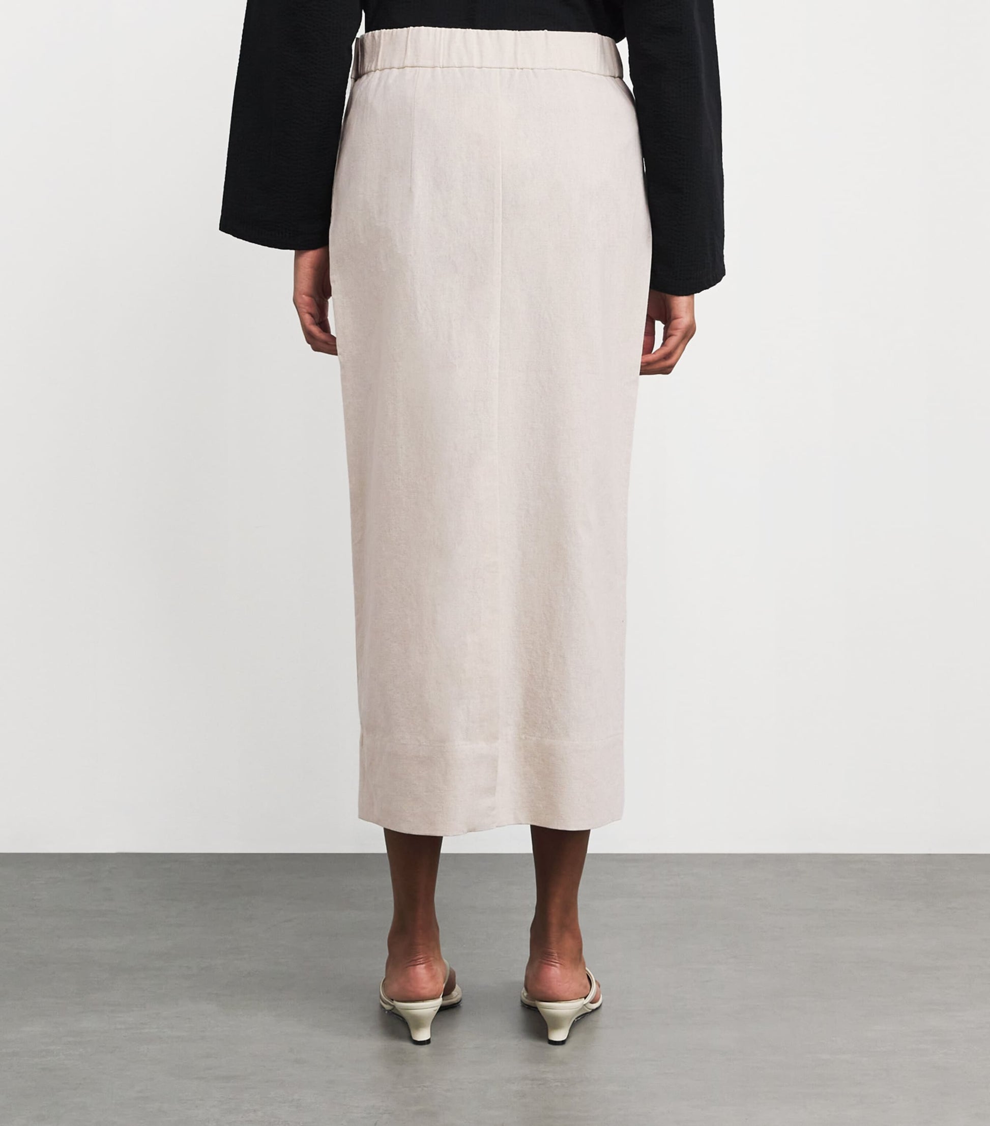 Stylein Ivory Linen-Blend Saronno Maxi Skirt