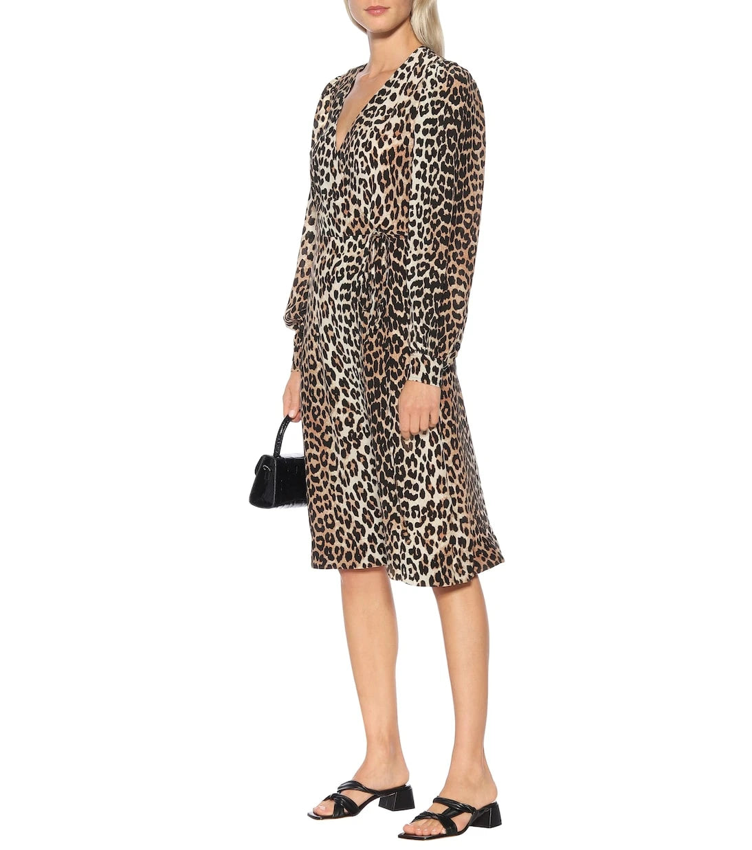 Ganni - Leopard-printed silk-blend dress