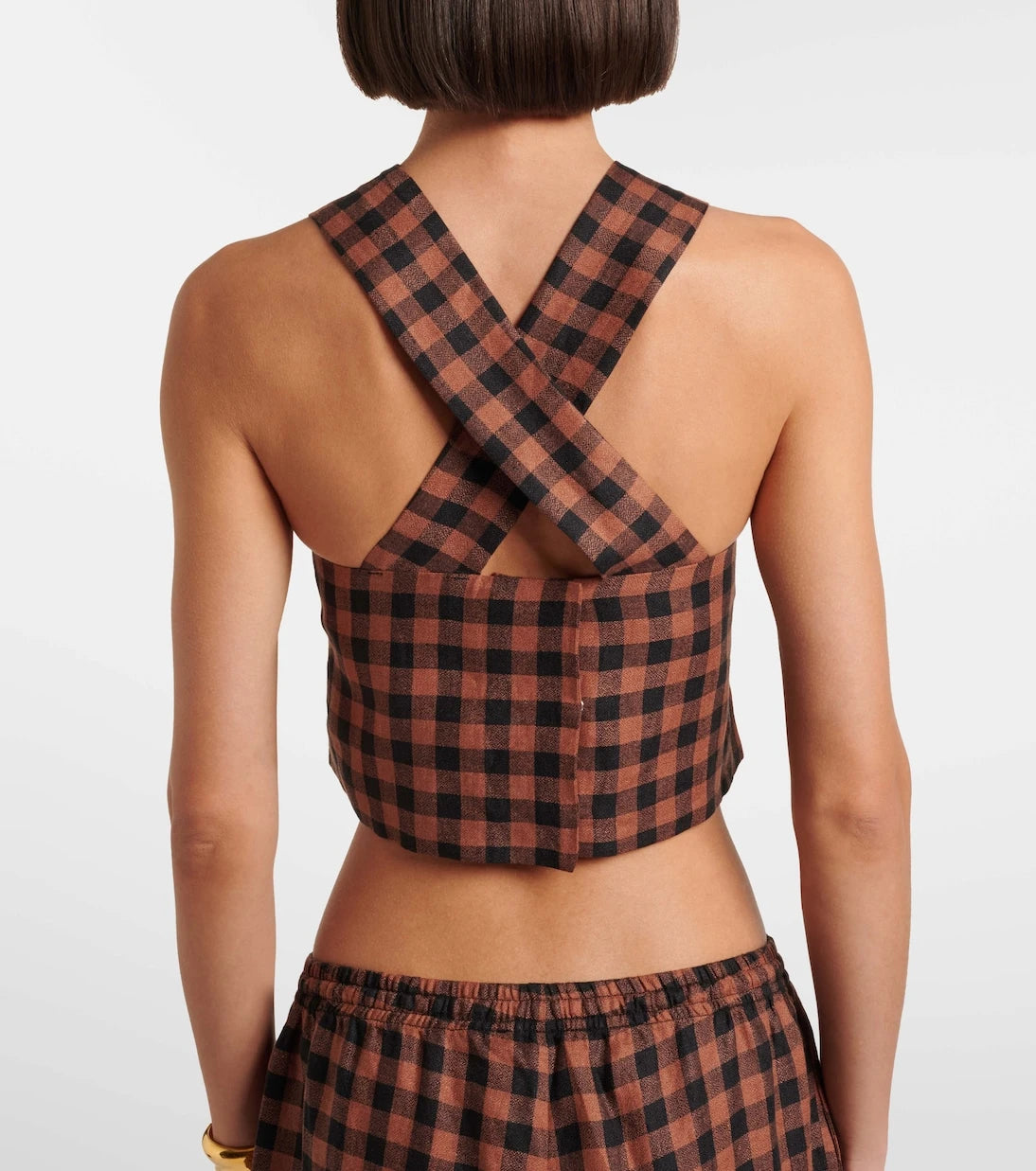 Asceno - Checked linen top
