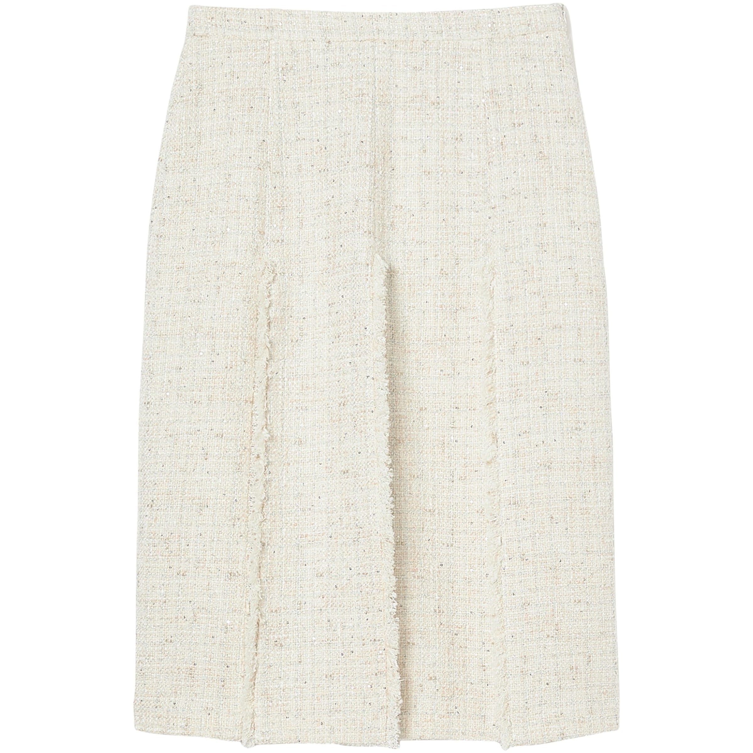 Marina Rinaldi White Tweed Pleated Midi Skirt