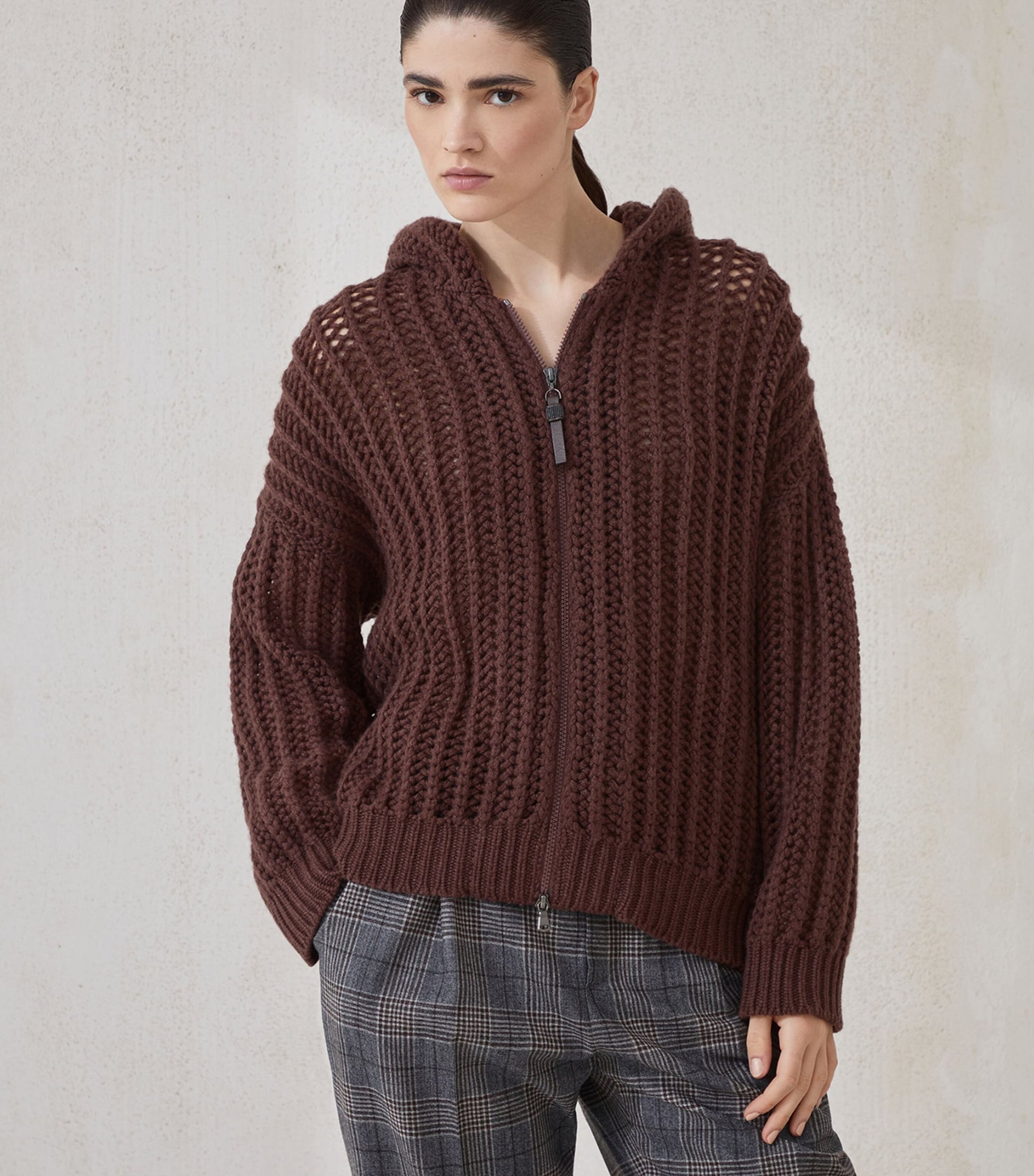 Brunello Cucinelli Black Cashmere Zip-Up Hoodie