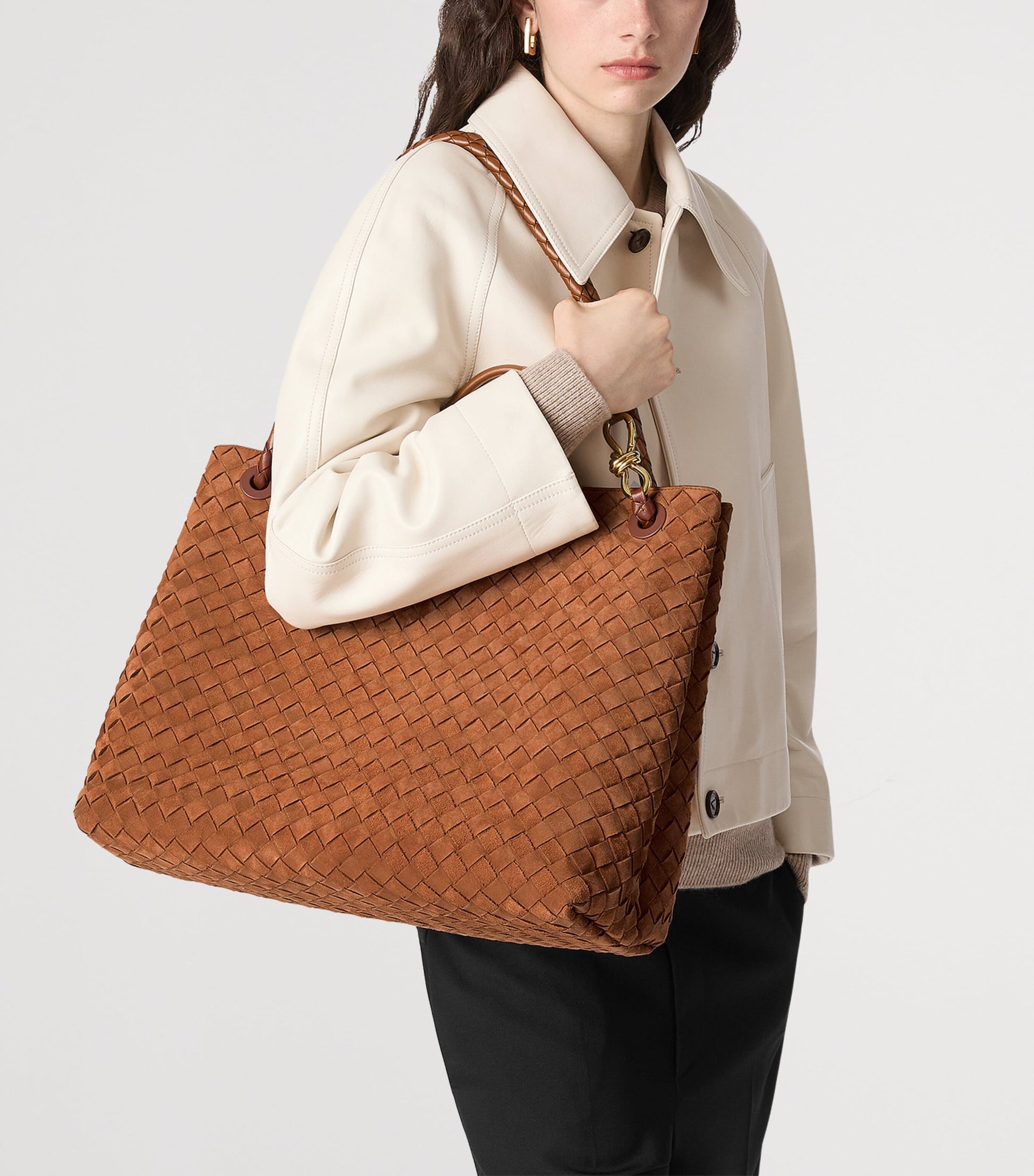 Large Suede Andiamo Top-Handle Bag