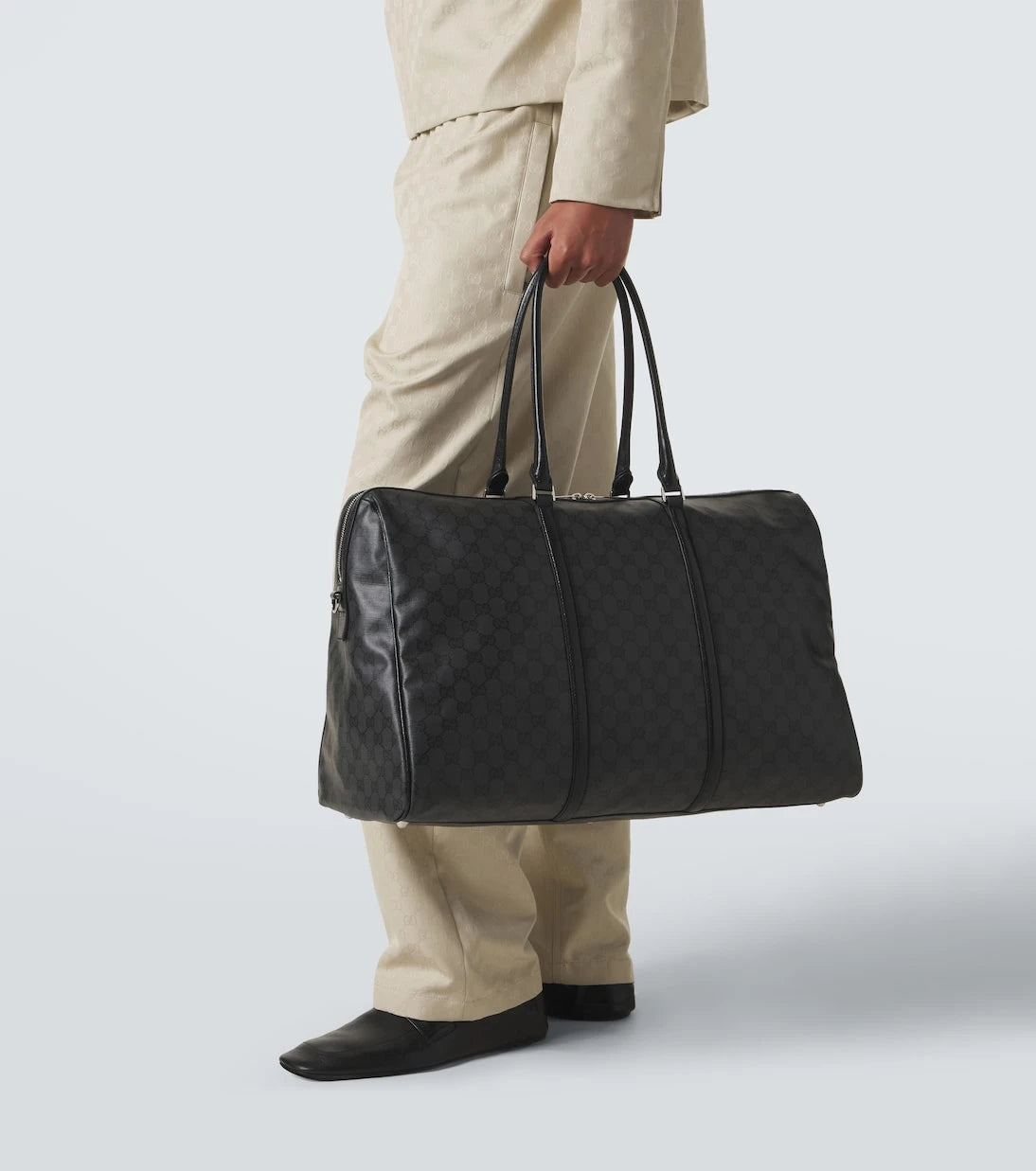 Gucci - GG canvas leather-trimmed duffel bag