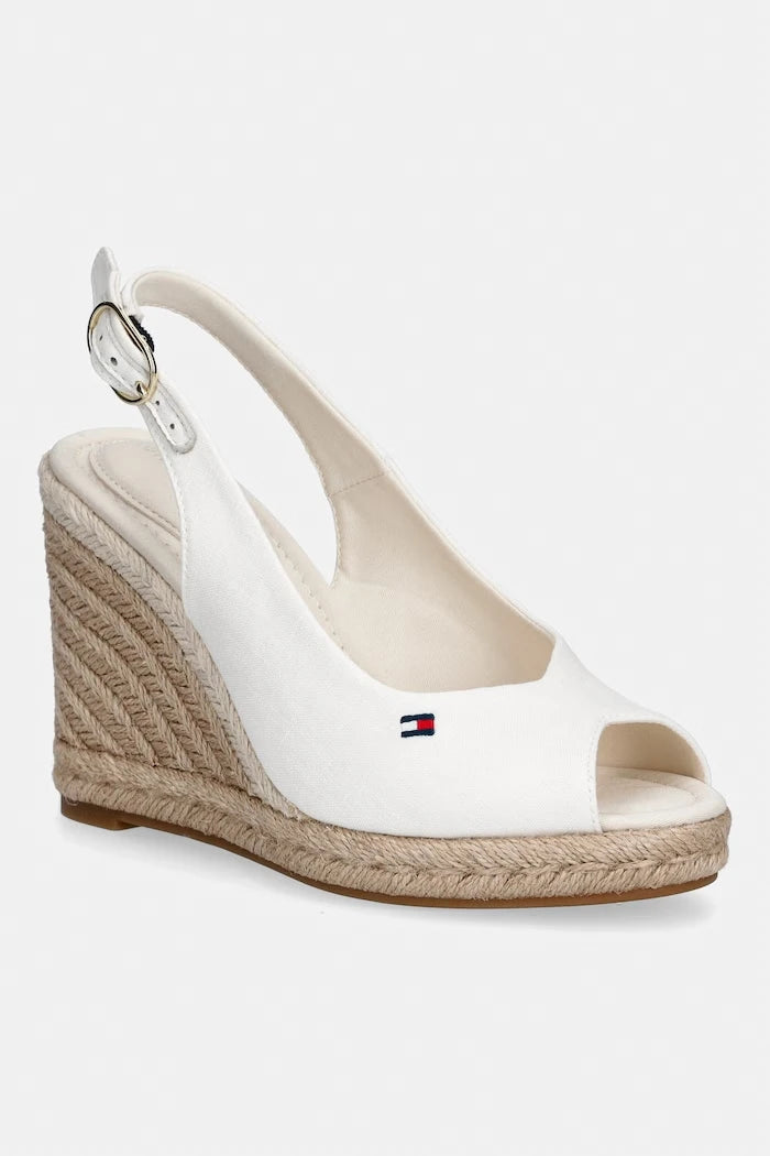 Tommy Hilfiger eğimli platformlu sandalet FLAG HIGH WEDGE ESPAD SLINGBACK