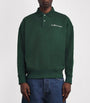 Green Cotton-Blend Collared Sweatshirt