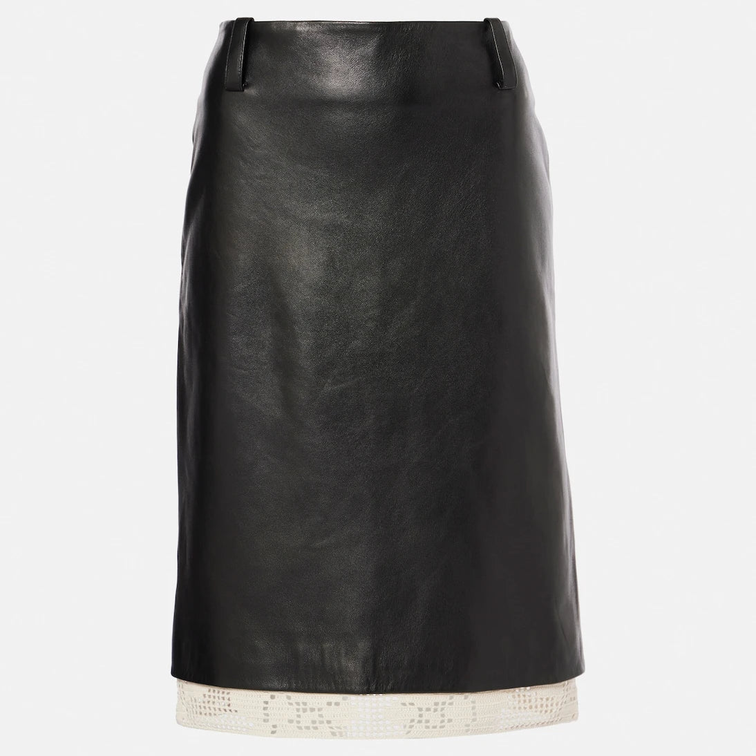 Magda Butrym - Crochet-trimmed leather midi skirt