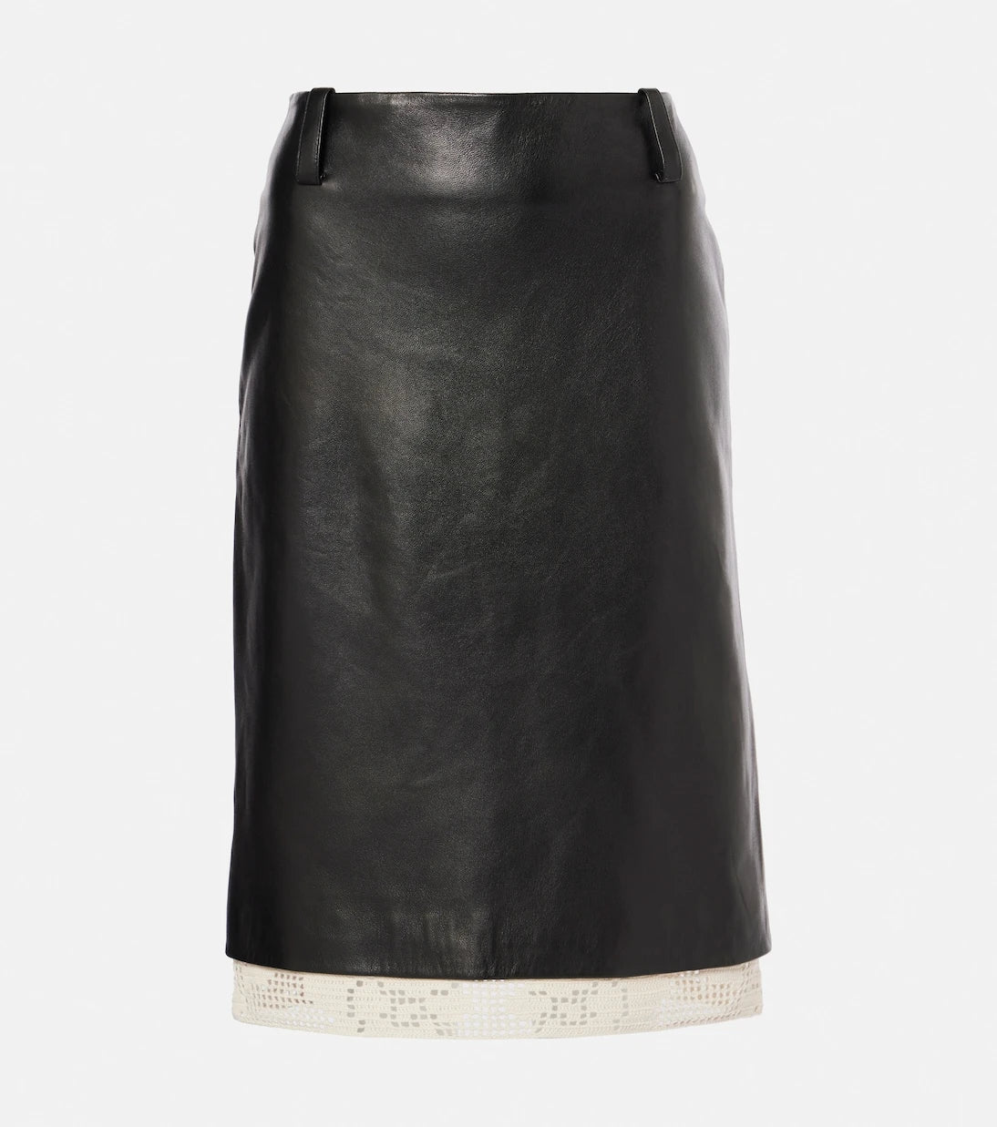 Magda Butrym - Crochet-trimmed leather midi skirt