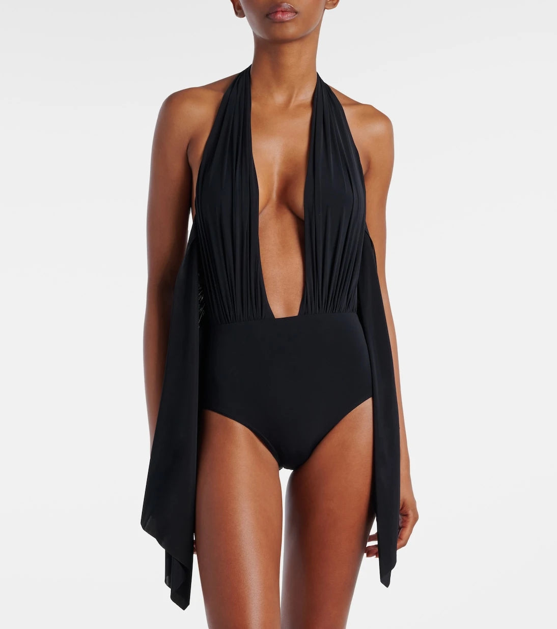 Balmain - Draped halterneck swimsuit