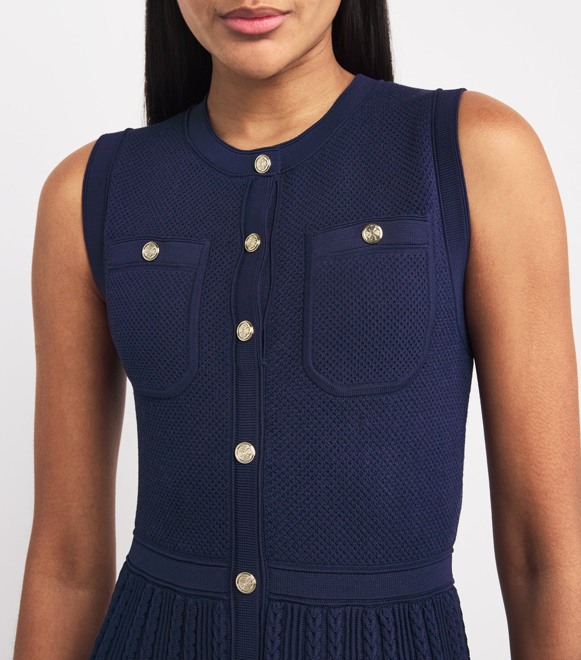 Maje Blue Pleated Midi Dress