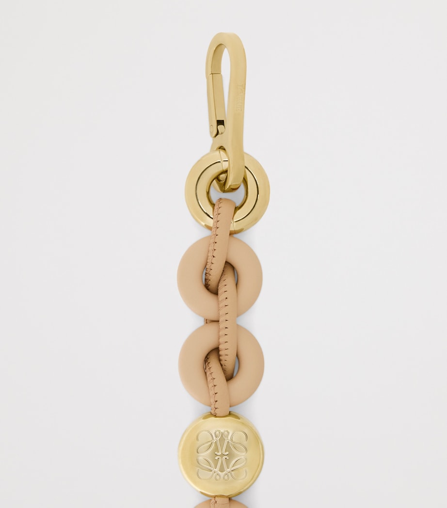 Beige Leather Donut Chain Bag Strap