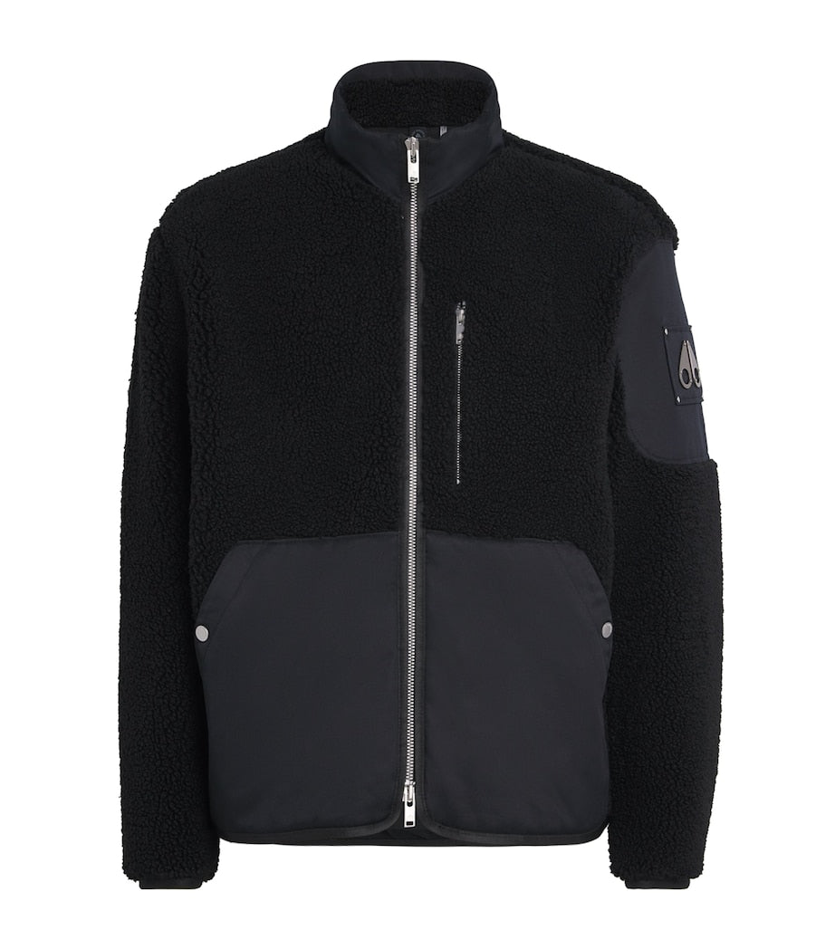 Moose Knuckles Black Fleece-Trim Jacket