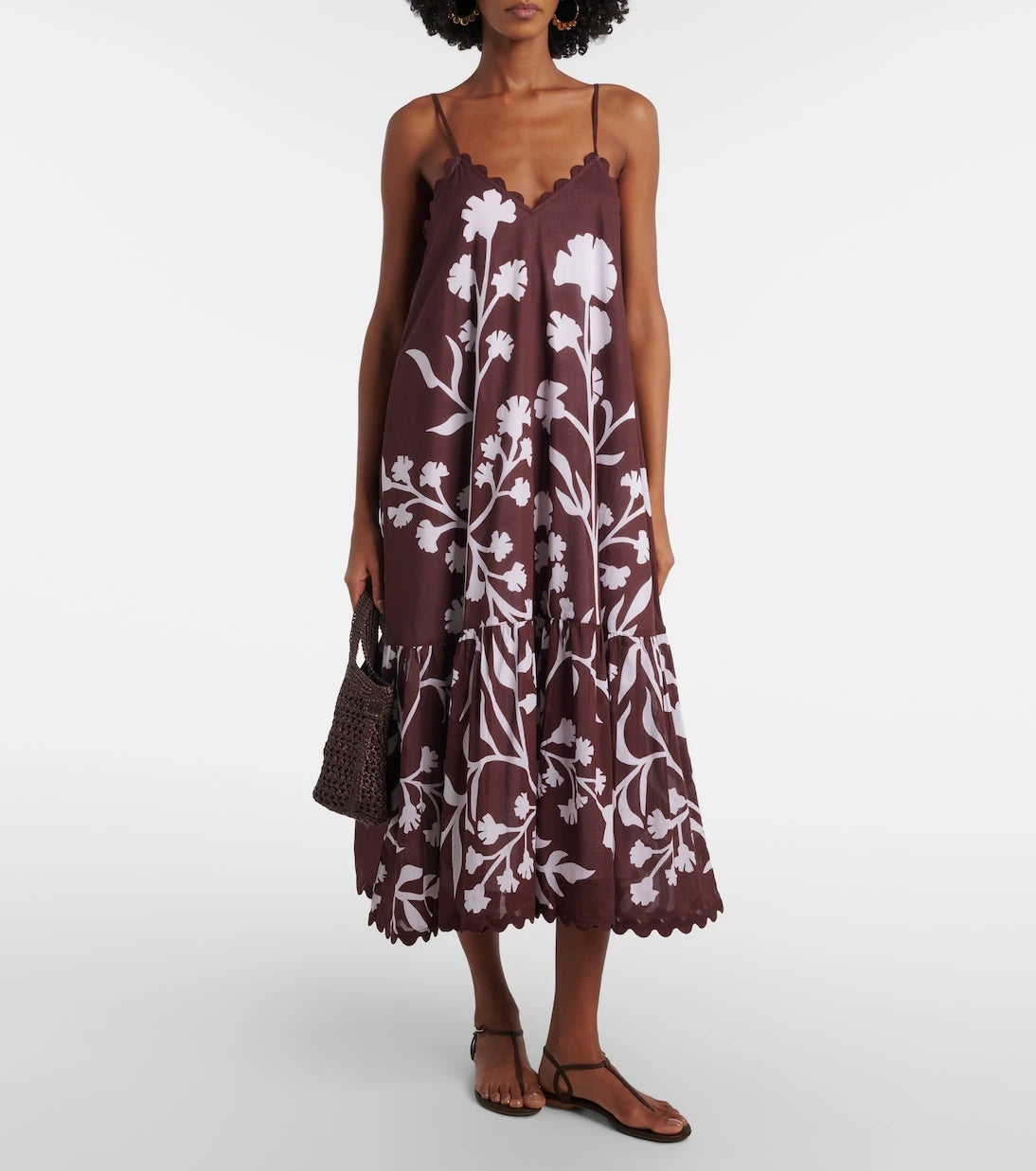 Juliet Dunn - Scalloped cotton midi dress