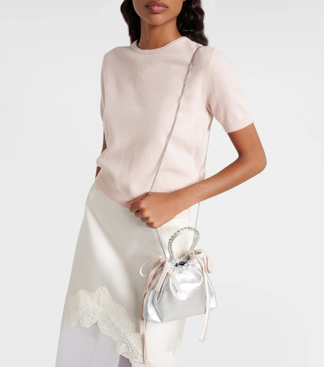 Jimmy Choo - Drawstring Mini embellished leather shoulder bag