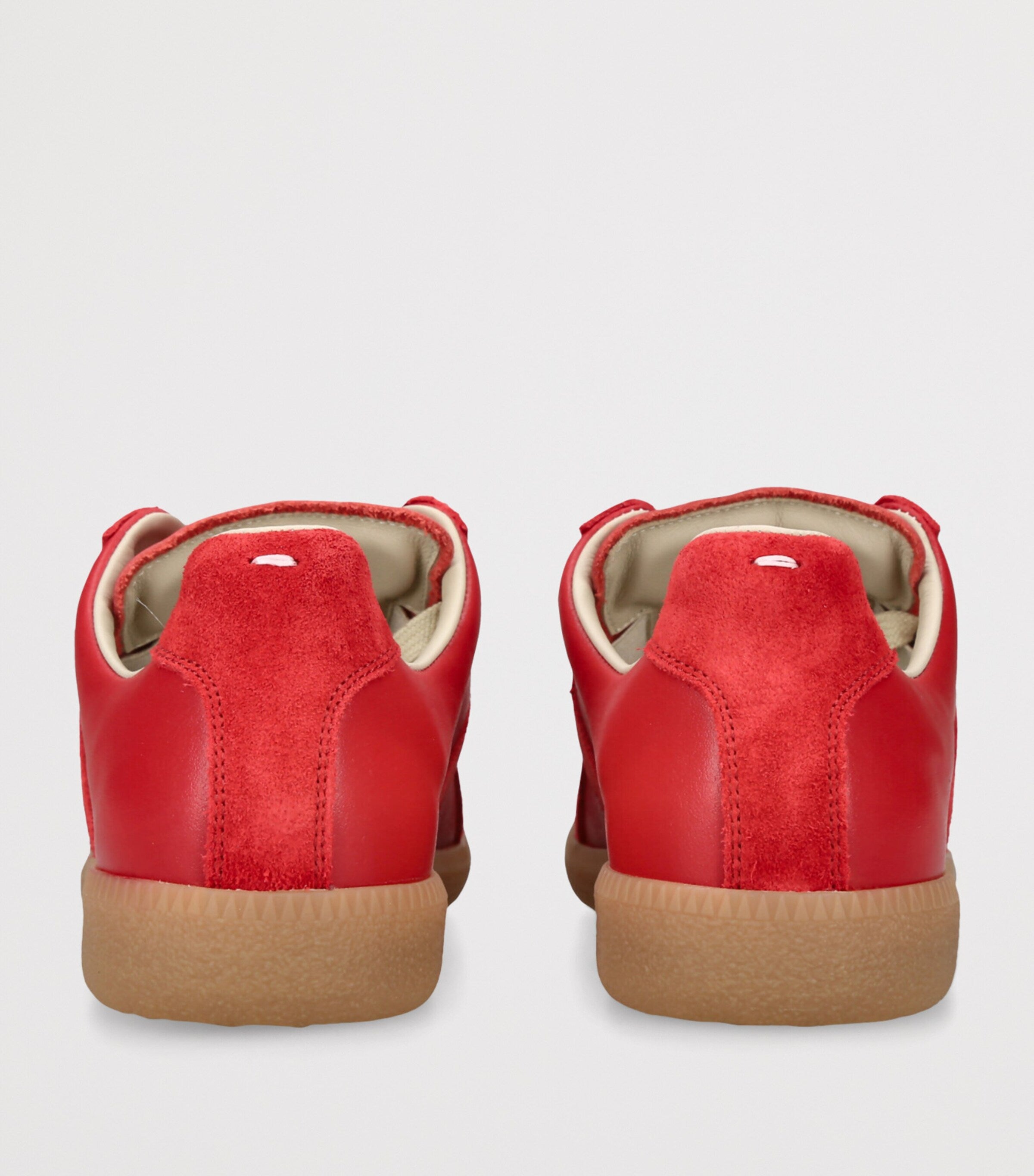 Red Leather-Suede Replica Sneakers
