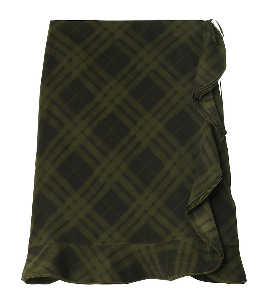 Green Silk Check Wrap Skirt