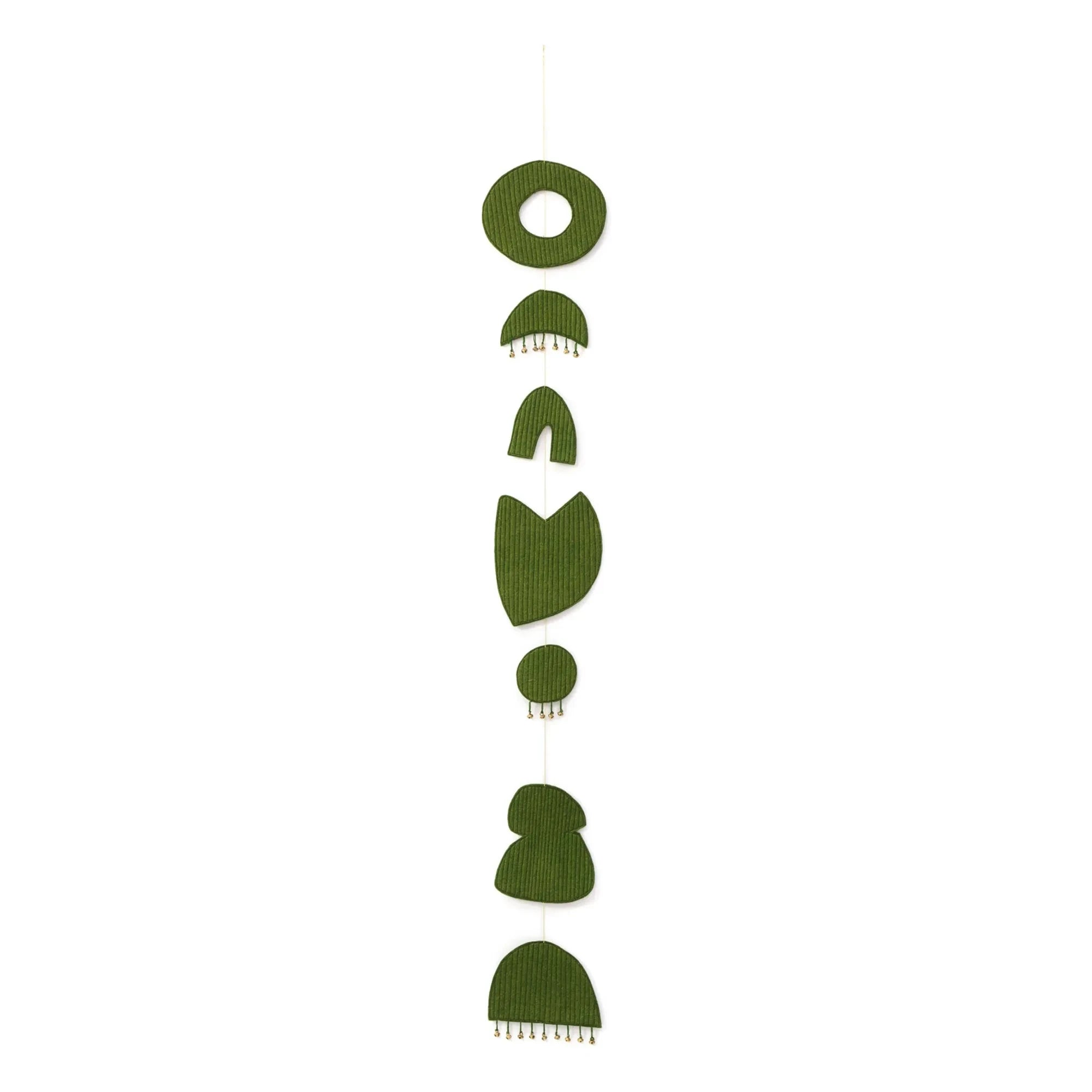 Muskhane - Chakra mobile in quilted felt | Dark green