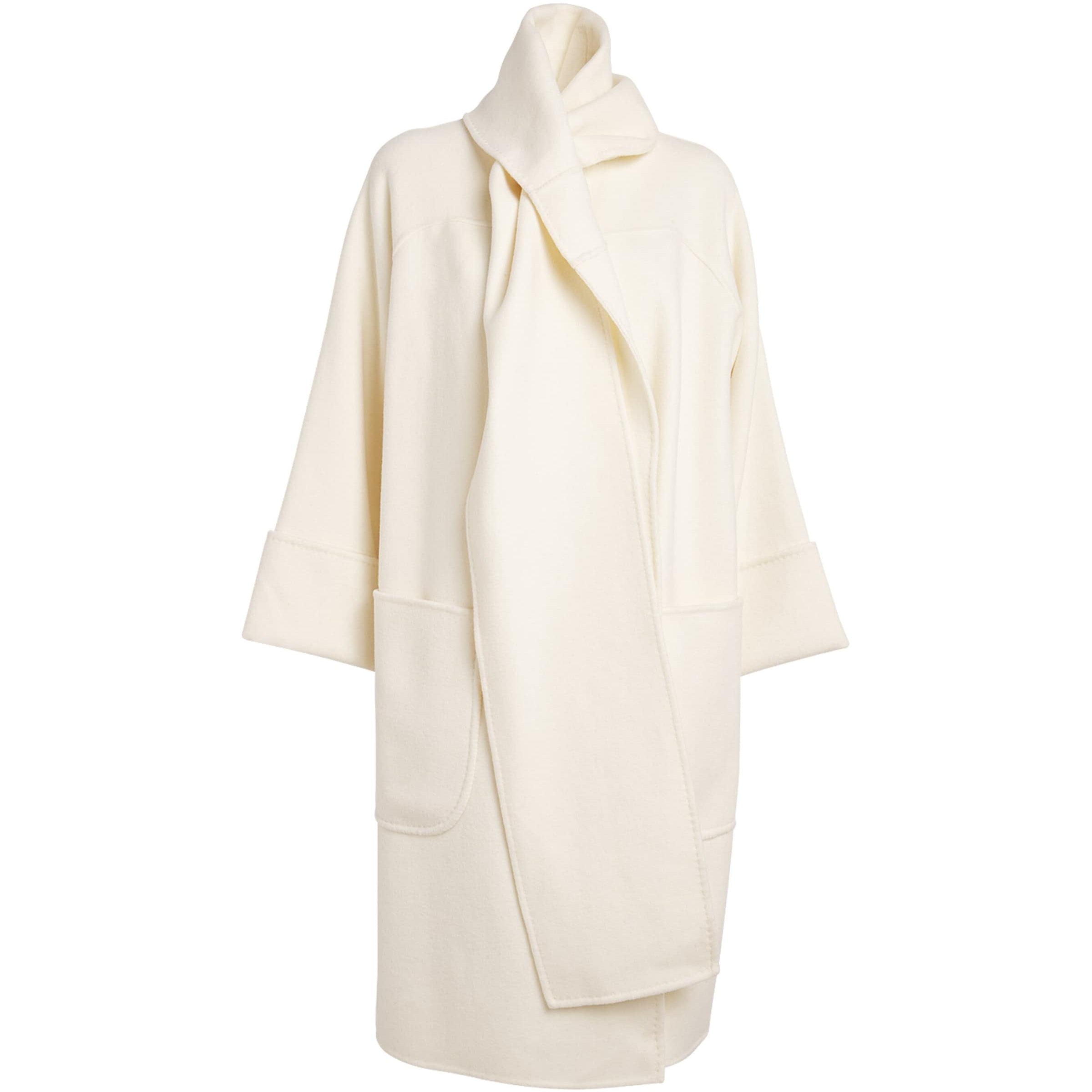 Wolk Morais Ivory Cashmere Cunardier High Neck Coat