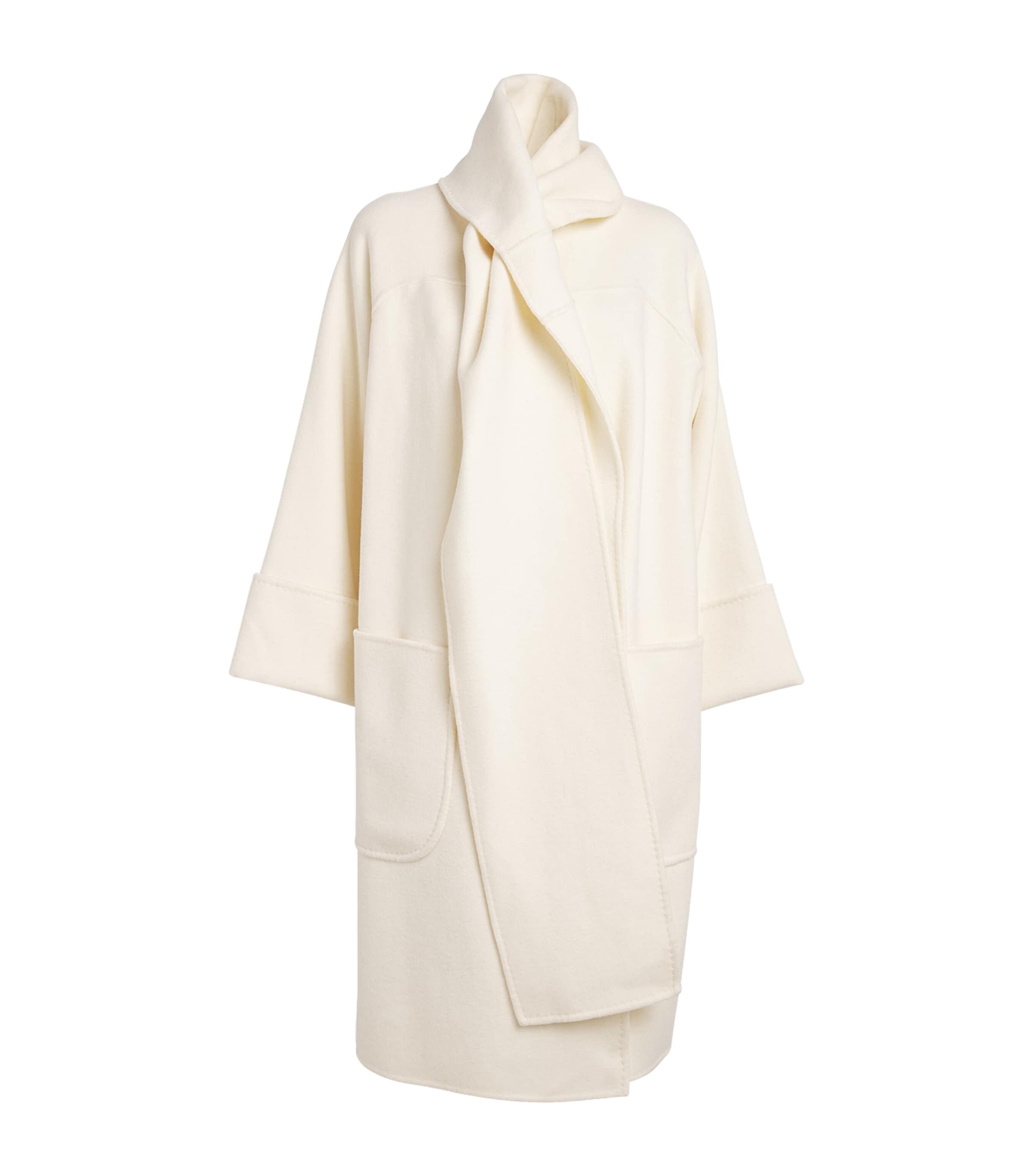 Wolk Morais Ivory Cashmere Cunardier High Neck Coat