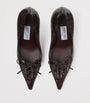 Brown Scarlett 95 Croc-Embossed Leather Pumps