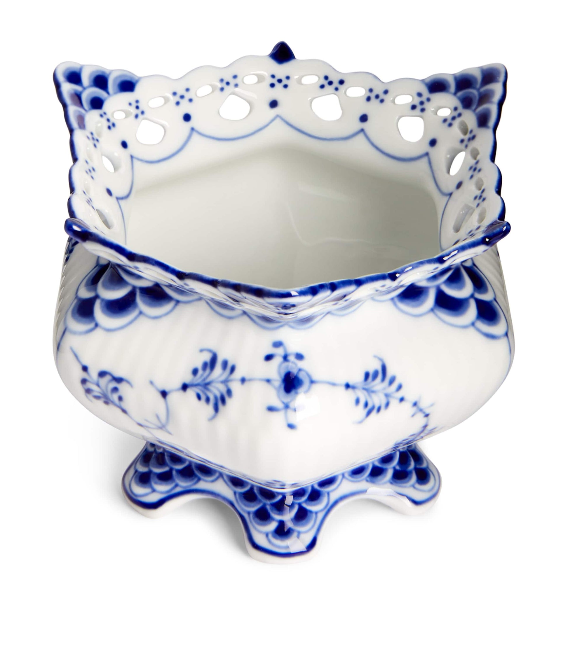Blue Fluted Full Lace Sugar Bowl (9cm)