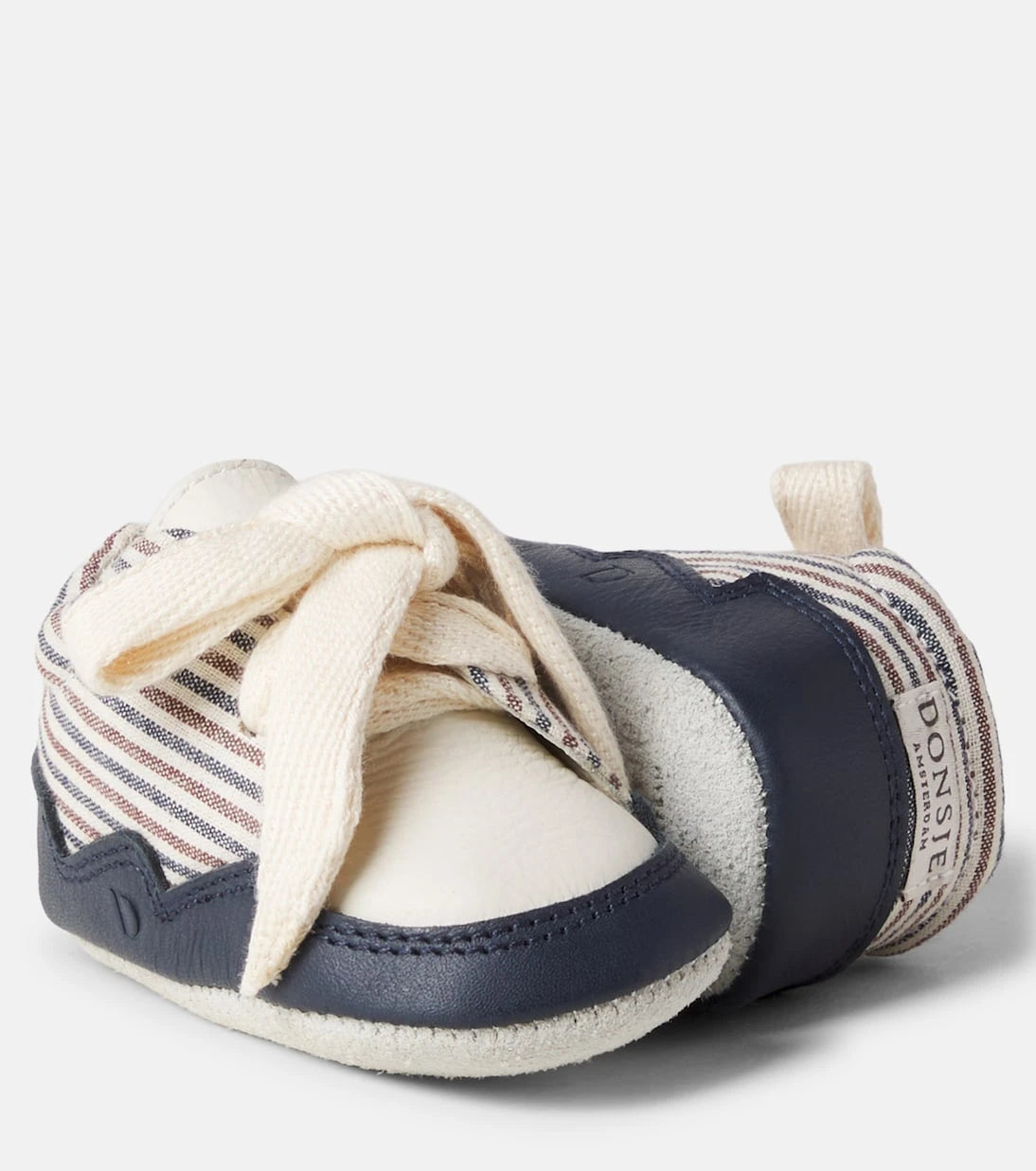 Donsje - Baby Pluksel leather-trimmed striped booties
