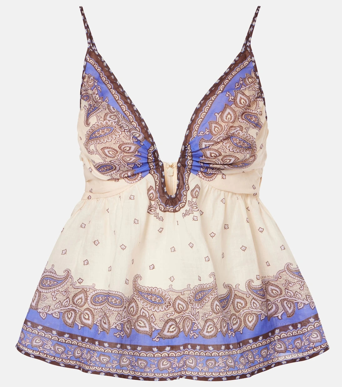 Zimmermann - Maxine Plunge peplum ramie top