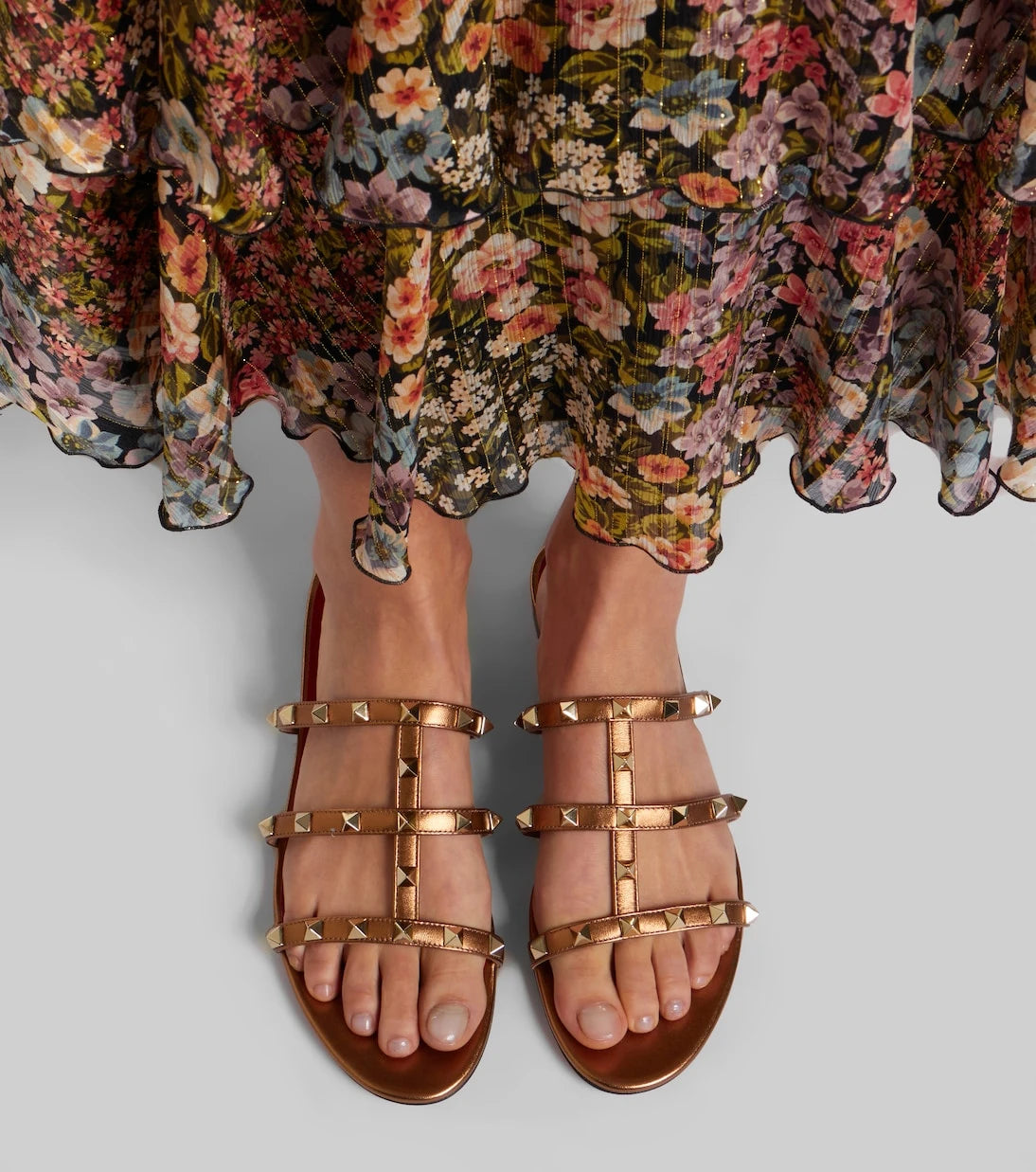 Valentino Garavani - Rockstud metallic leather sandals