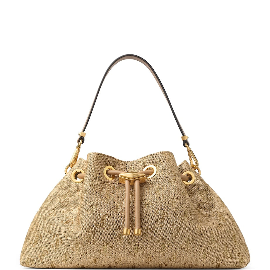 Beige Medium Cinch Monogrammed Bucket Bag