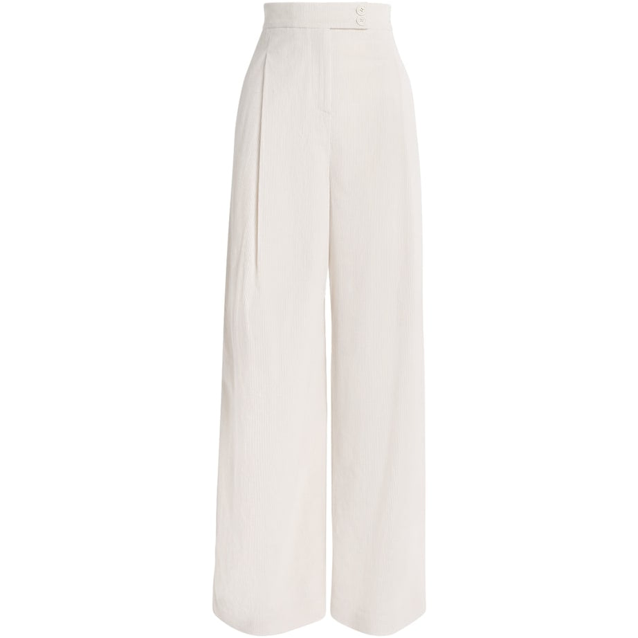 Eleventy White Cotton-Blend Corduroy Trousers
