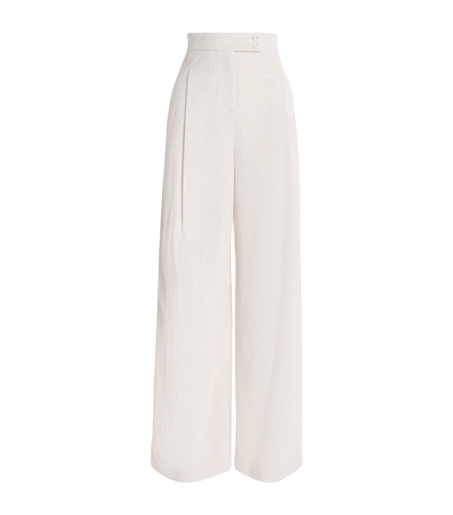 Eleventy White Cotton-Blend Corduroy Trousers