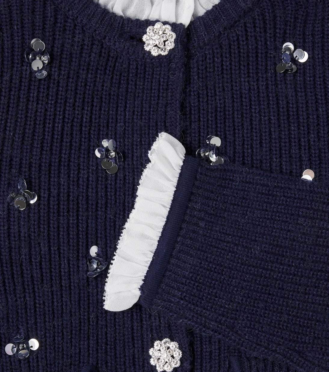 Self-Portrait Kids - Embellished ribbed-knit cardigan