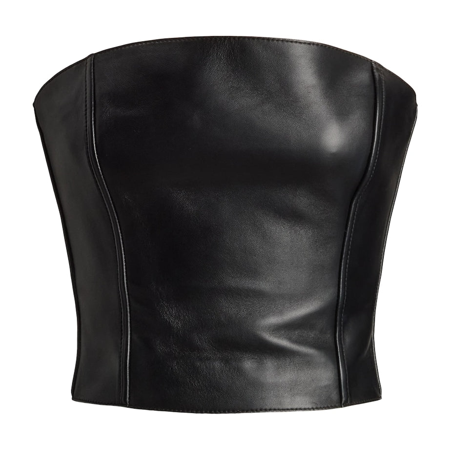 Ralph Lauren Collection Black Lambskin Gwyneth Bustier