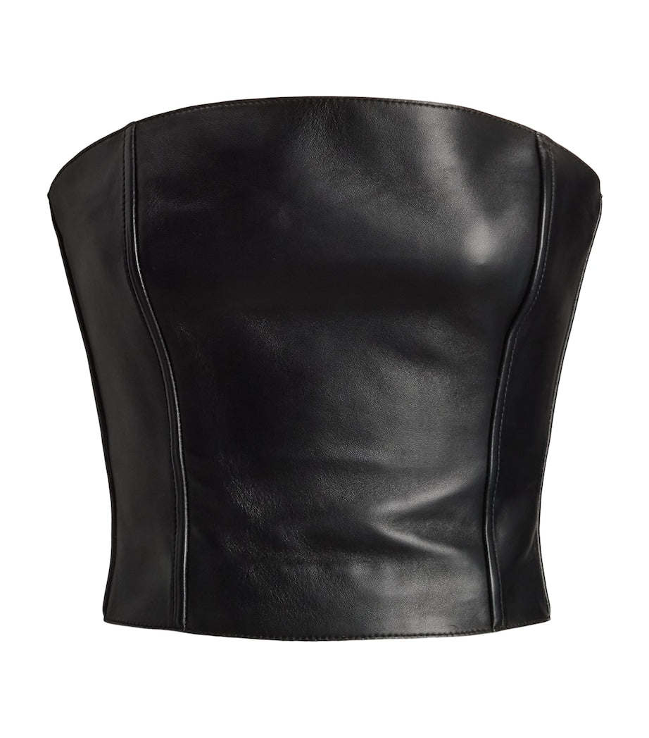 Ralph Lauren Collection Black Lambskin Gwyneth Bustier