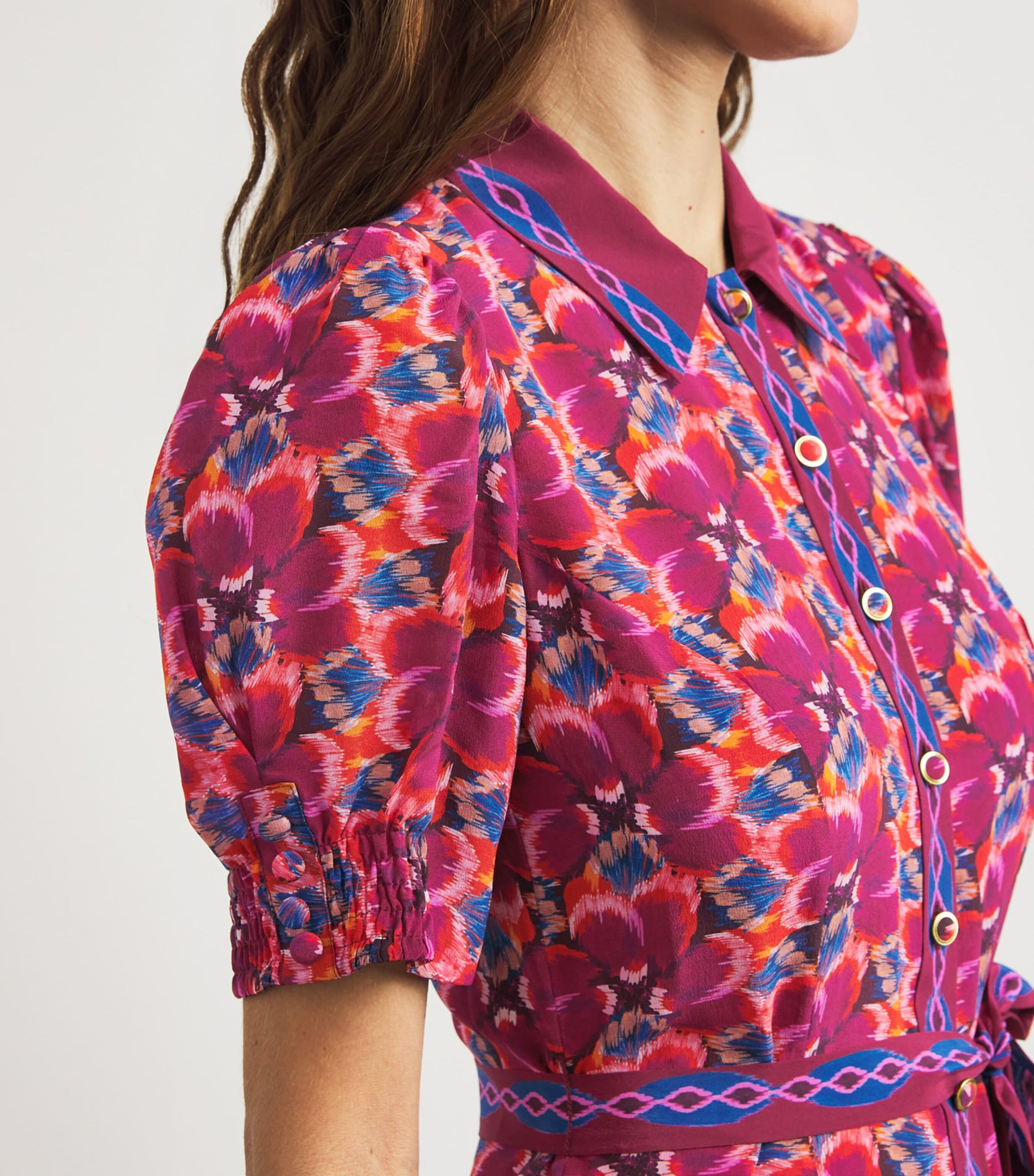 Saloni Multi Silk Floral Vanessa D Midi Dress