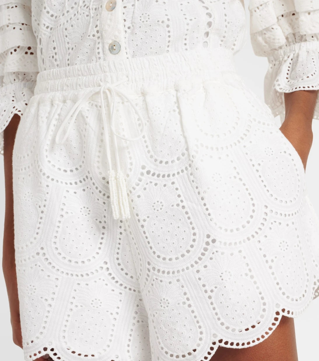 Farm Rio - Broderie anglaise cotton shorts