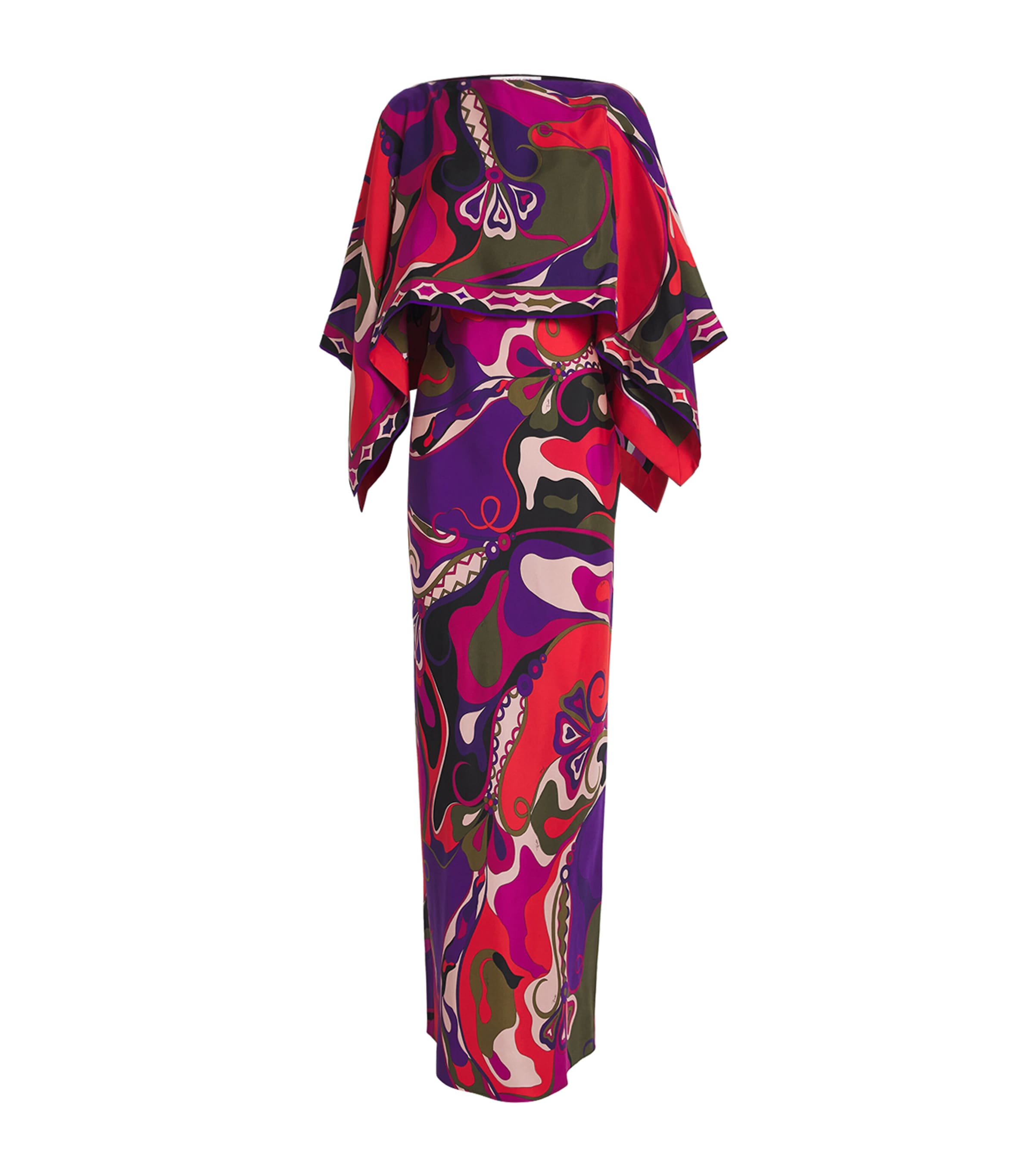 Pucci Silk Cape-Detail Maxi Dress